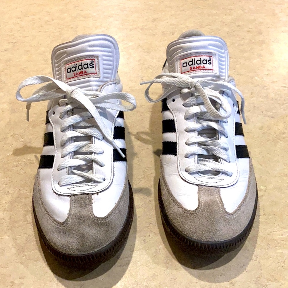 White Leather Adidas Samba Indoor Soccer Shoes